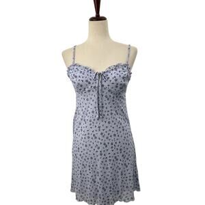 NEW Macy's Hippie Rose Lavender Floral Mini Dress XL Ruffle Mesh Coquette